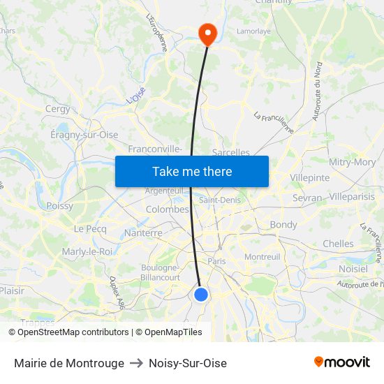 Mairie de Montrouge to Noisy-Sur-Oise map