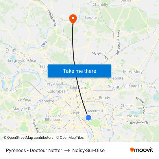Pyrénées - Docteur Netter to Noisy-Sur-Oise map