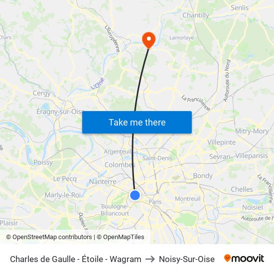 Charles de Gaulle - Étoile - Wagram to Noisy-Sur-Oise map
