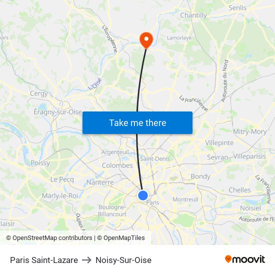 Paris Saint-Lazare to Noisy-Sur-Oise map