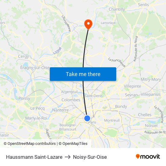 Haussmann Saint-Lazare to Noisy-Sur-Oise map