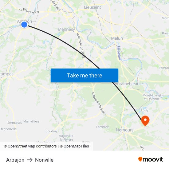 Arpajon to Nonville map