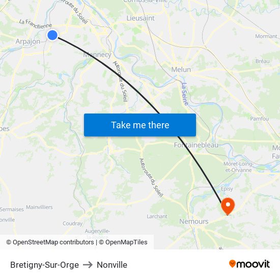 Bretigny-Sur-Orge to Nonville map