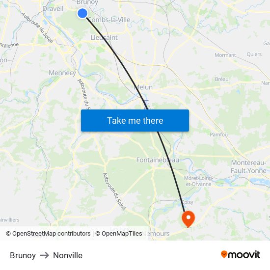 Brunoy to Nonville map