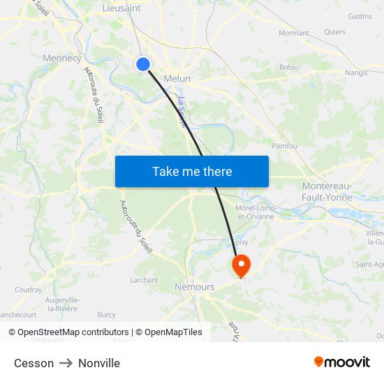 Cesson to Nonville map