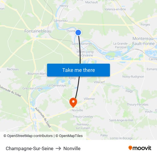 Champagne-Sur-Seine to Nonville map