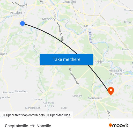 Cheptainville to Nonville map