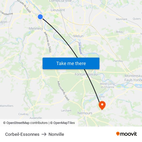 Corbeil-Essonnes to Nonville map