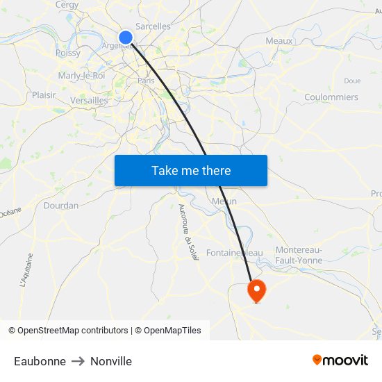 Eaubonne to Nonville map