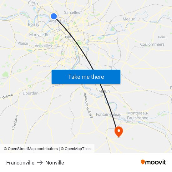 Franconville to Nonville map