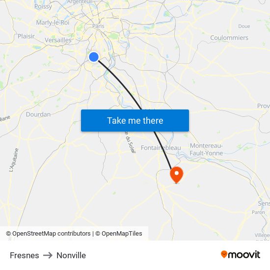 Fresnes to Nonville map