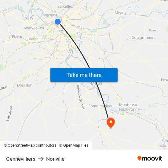 Gennevilliers to Nonville map