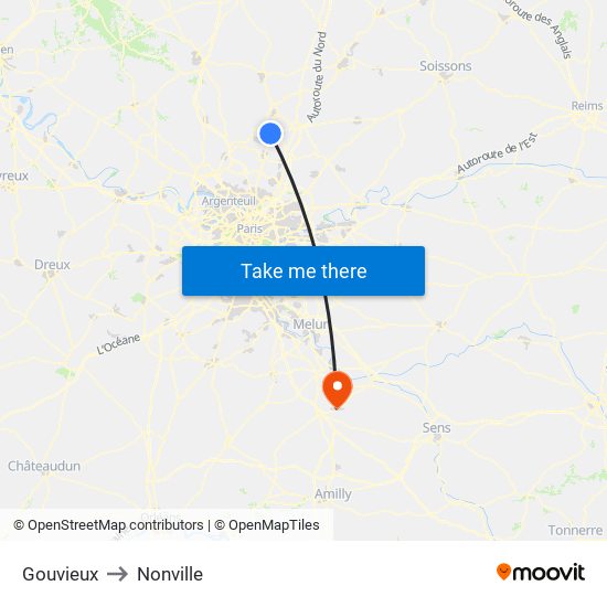 Gouvieux to Nonville map