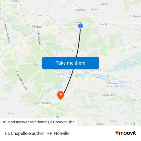 La Chapelle-Gauthier to Nonville map