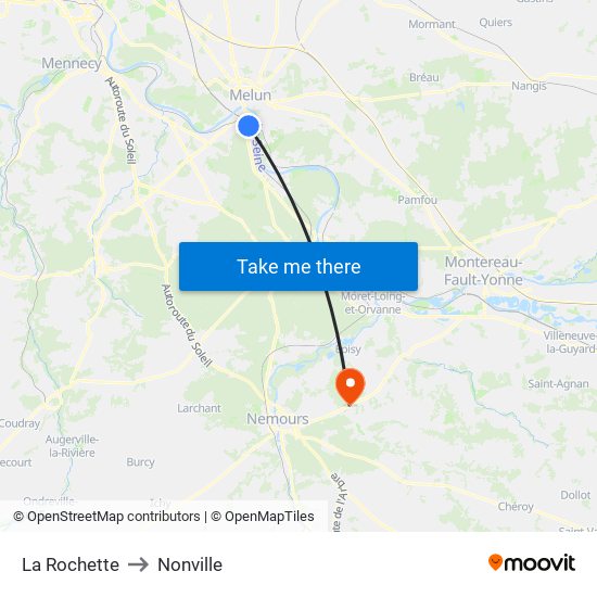 La Rochette to Nonville map