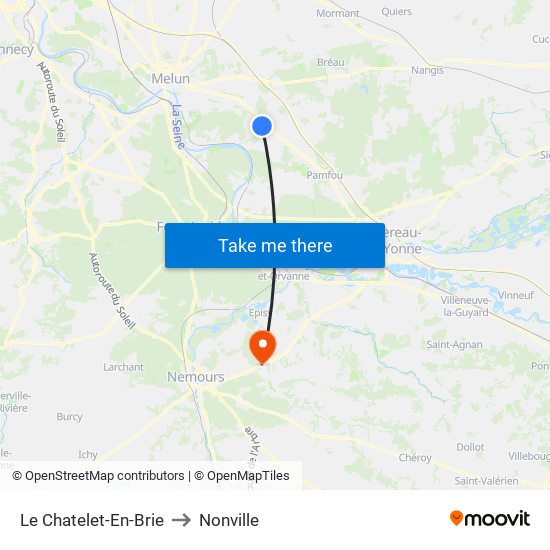 Le Chatelet-En-Brie to Nonville map