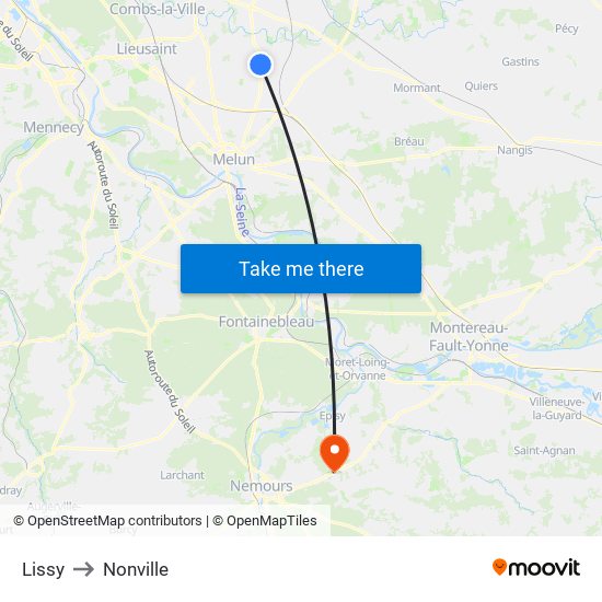 Lissy to Nonville map