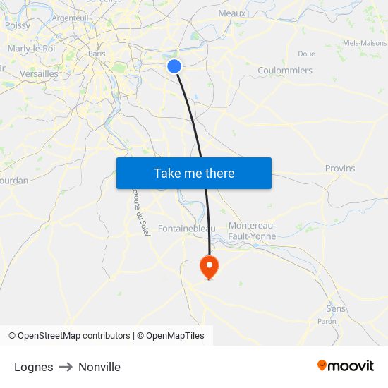 Lognes to Nonville map