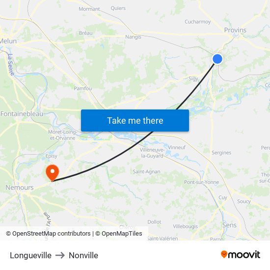 Longueville to Nonville map