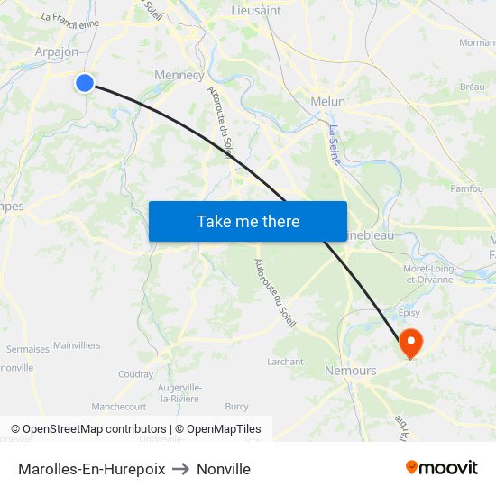 Marolles-En-Hurepoix to Nonville map