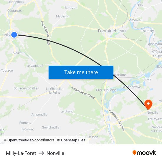 Milly-La-Foret to Nonville map