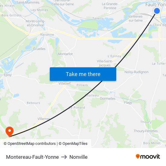 Montereau-Fault-Yonne to Nonville map