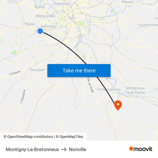 Montigny-Le-Bretonneux to Nonville map