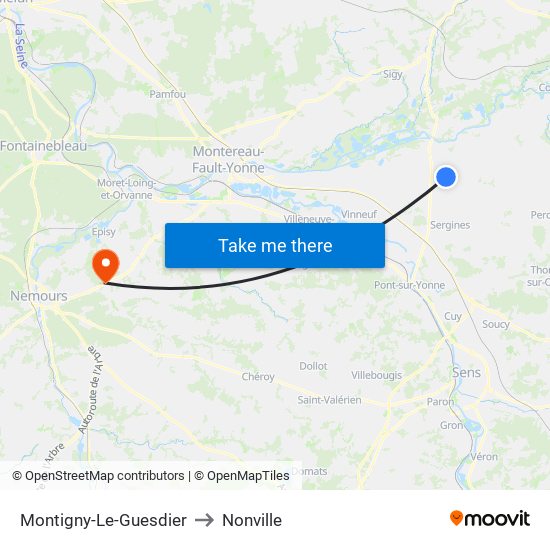 Montigny-Le-Guesdier to Nonville map