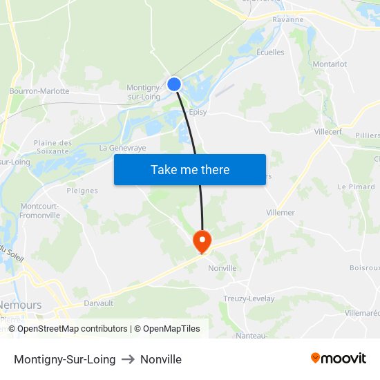 Montigny-Sur-Loing to Nonville map