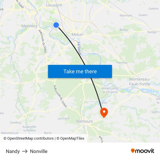 Nandy to Nonville map