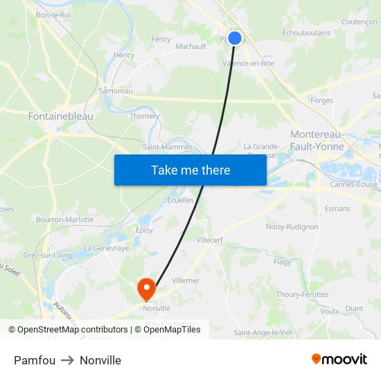 Pamfou to Nonville map