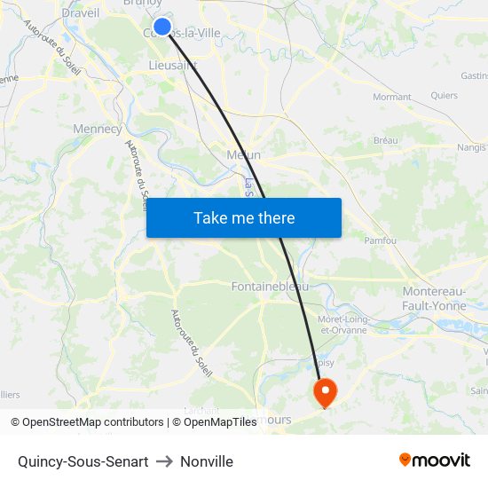Quincy-Sous-Senart to Nonville map