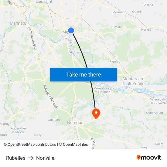 Rubelles to Nonville map