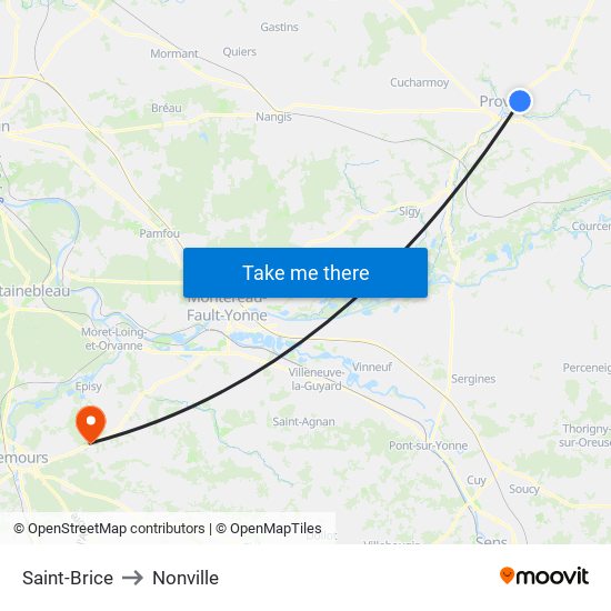 Saint-Brice to Nonville map