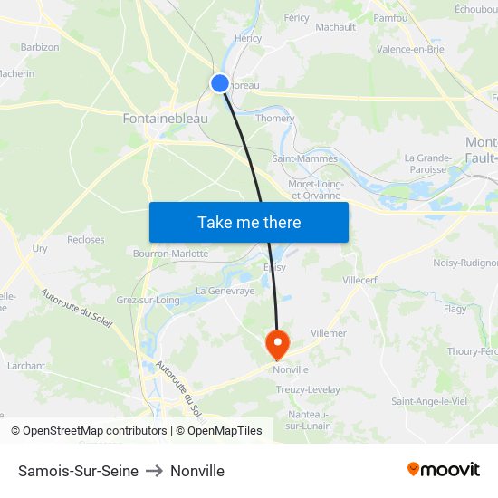 Samois-Sur-Seine to Nonville map