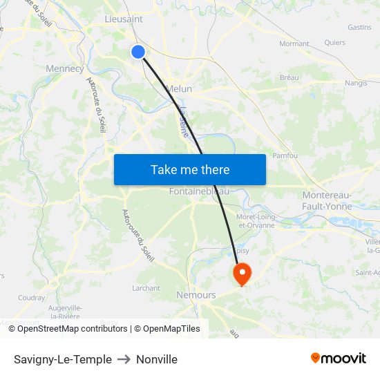 Savigny-Le-Temple to Nonville map