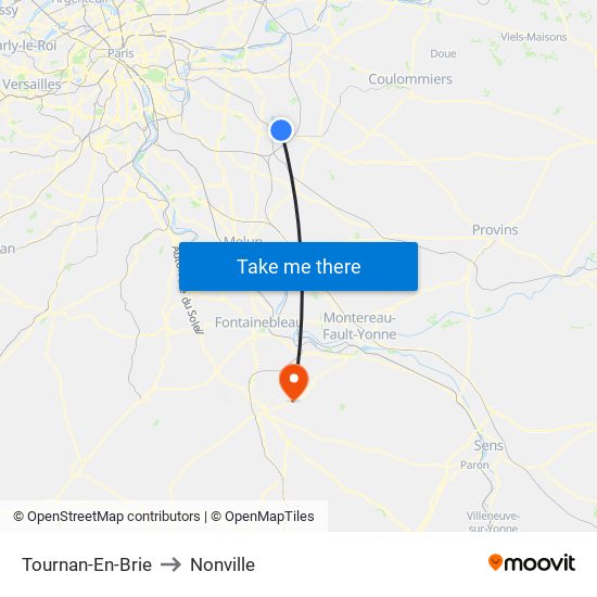 Tournan-En-Brie to Nonville map