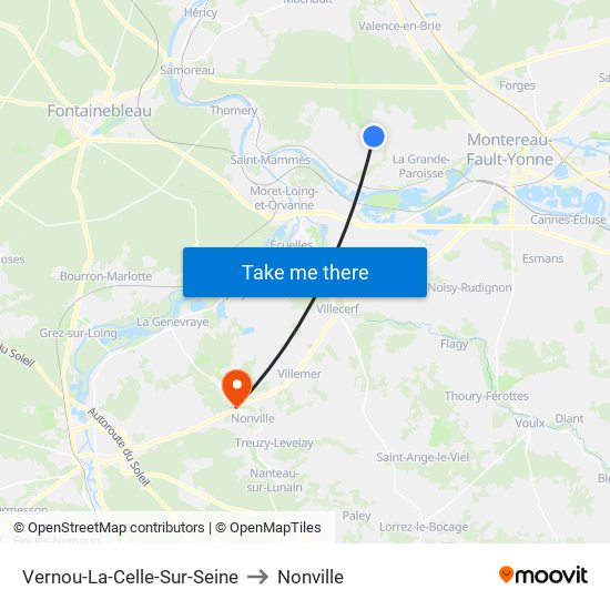 Vernou-La-Celle-Sur-Seine to Nonville map