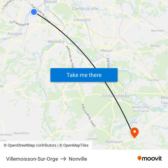 Villemoisson-Sur-Orge to Nonville map