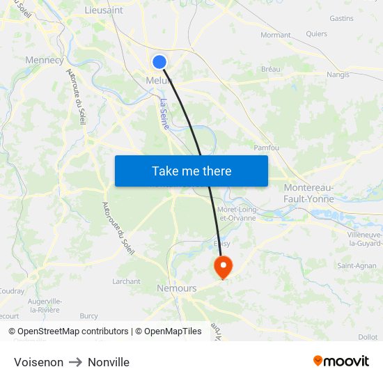 Voisenon to Nonville map