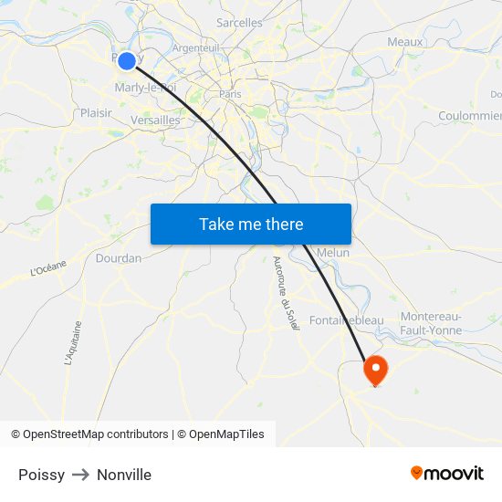 Poissy to Nonville map