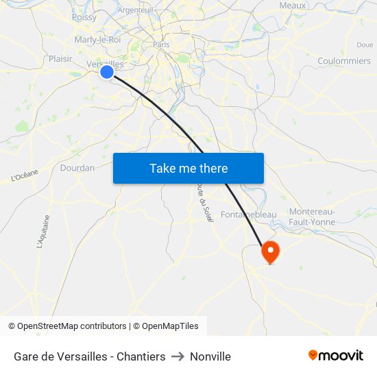 Gare de Versailles - Chantiers to Nonville map