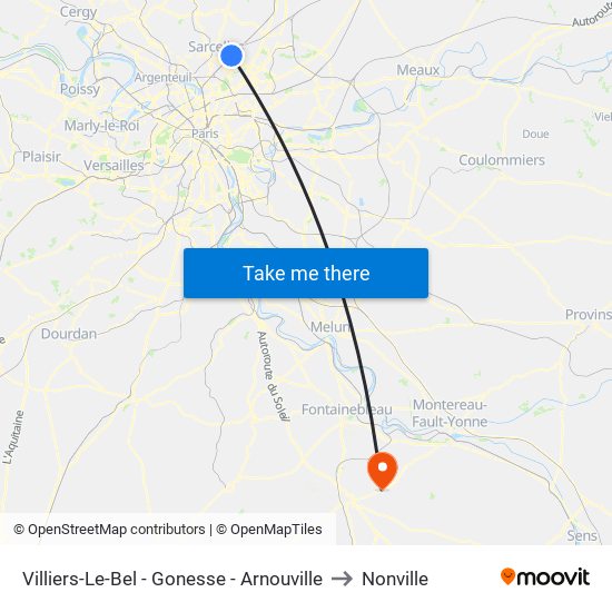Villiers-Le-Bel - Gonesse - Arnouville to Nonville map