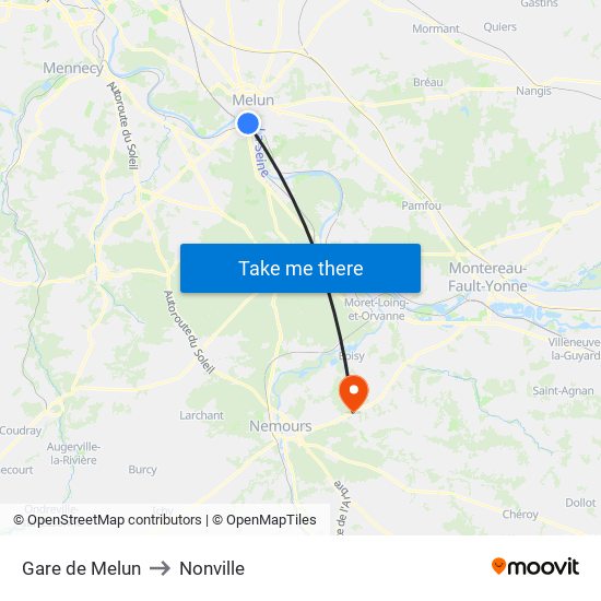 Gare de Melun to Nonville map
