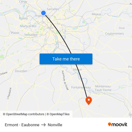 Ermont - Eaubonne to Nonville map