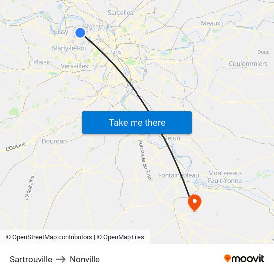 Sartrouville to Nonville map