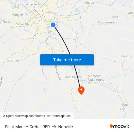Saint-Maur – Créteil RER to Nonville map
