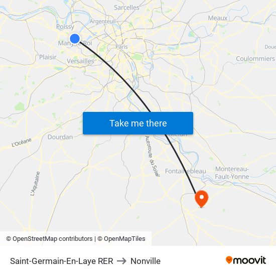 Saint-Germain-En-Laye RER to Nonville map