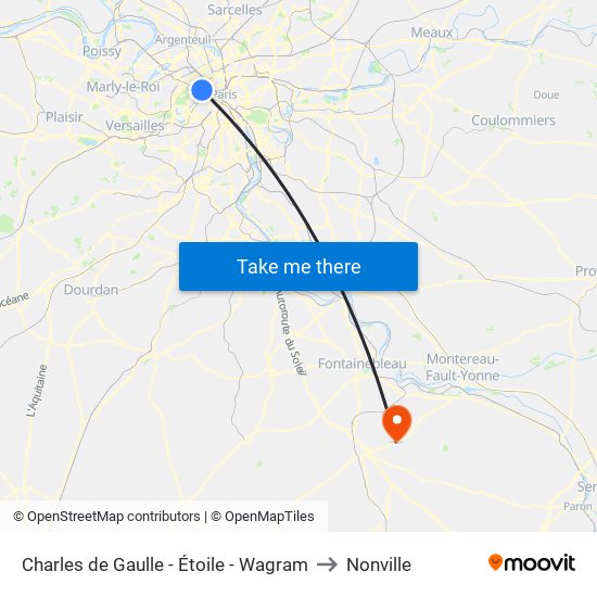 Charles de Gaulle - Étoile - Wagram to Nonville map