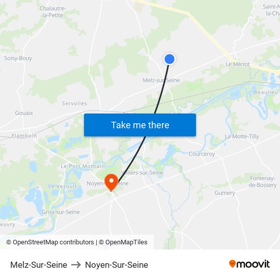 Melz-Sur-Seine to Noyen-Sur-Seine map